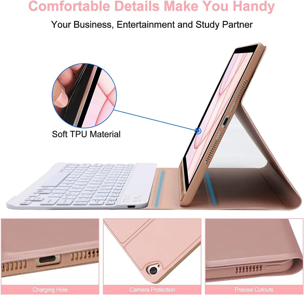 Bluetooth Gen Holder Pencil iPad Keyboard Pink 2022 Case Apple 5th for Keyboard iPad Air Kvago Built-in
