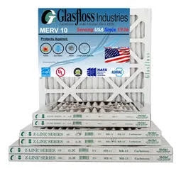x USA Filter MERV - in 19.5x7/8 Made inch) -Qty:12 Size: - Glasfloss 10 (Actual 12.5 Air - Furnace 13x20x1