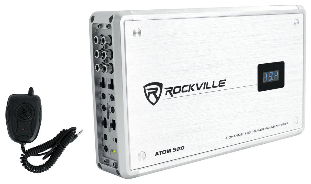 Meter+Mic For Bluetooth Channel 4 Amplifier ATV/UTV w/Volt ATOM Rockville S20