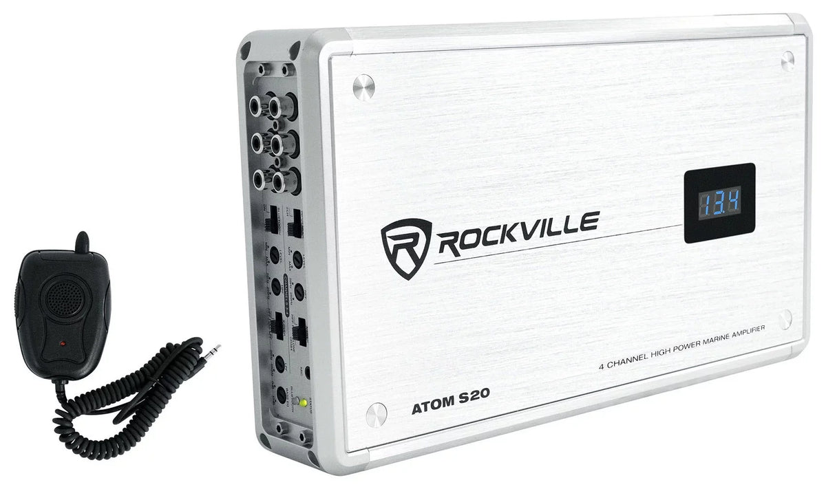 Meter+Mic For Bluetooth Channel 4 Amplifier ATV/UTV w/Volt ATOM Rockville S20