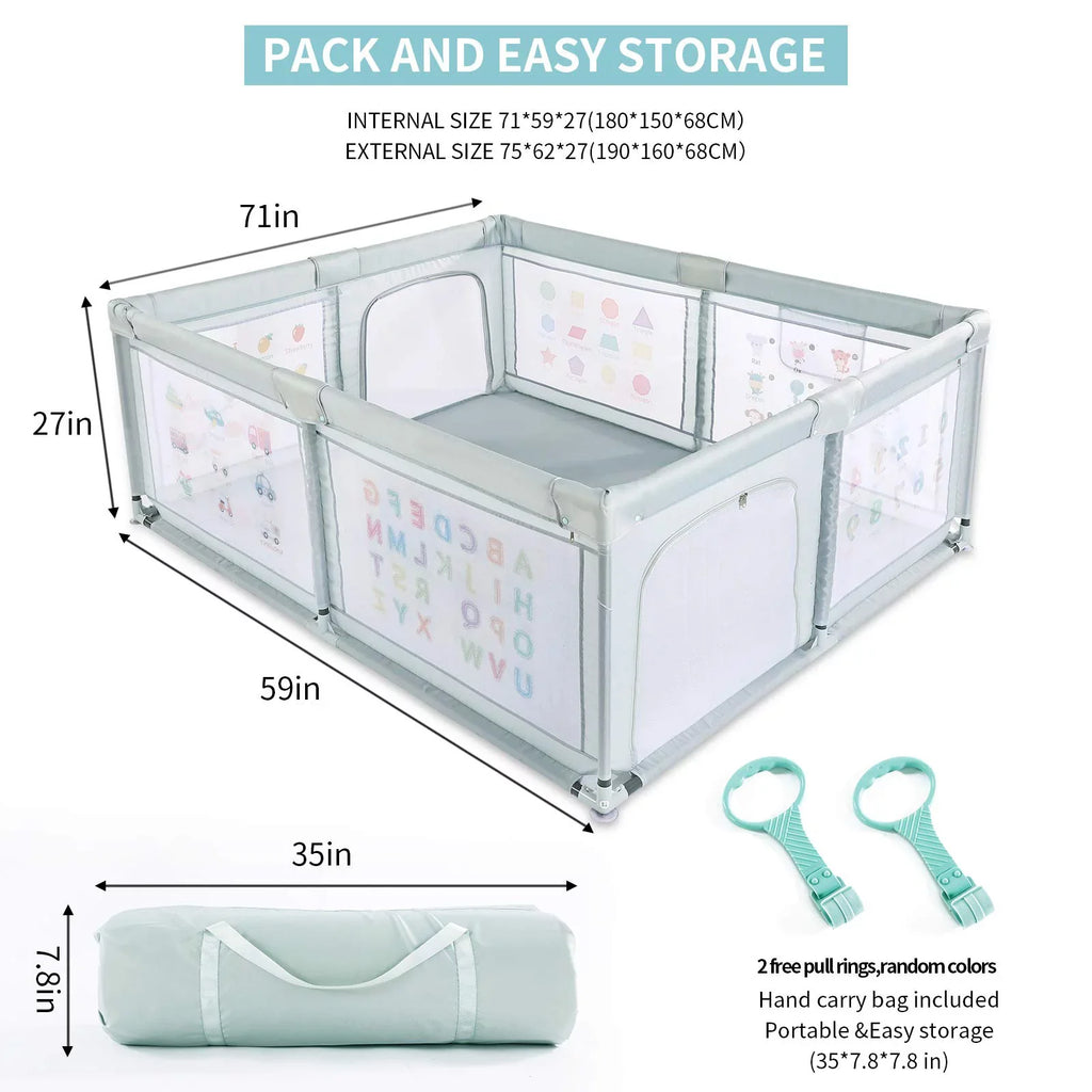 Baby with Pull inch 59*70*27 Nordmiex for Playpen Yard Two Baby Play Safety Rings,