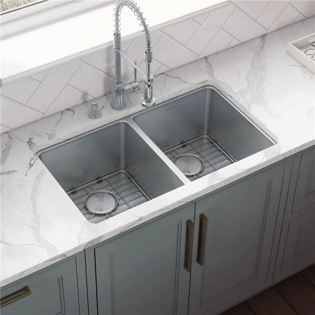 Steel RVM5099 31 USA Stainless Bowl Gauge Kitchen Undermount Ruvati Double 50-50 Sink 16 in.