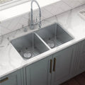 Steel RVM5099 31 USA Stainless Bowl Gauge Kitchen Undermount Ruvati Double 50-50 Sink 16 in.