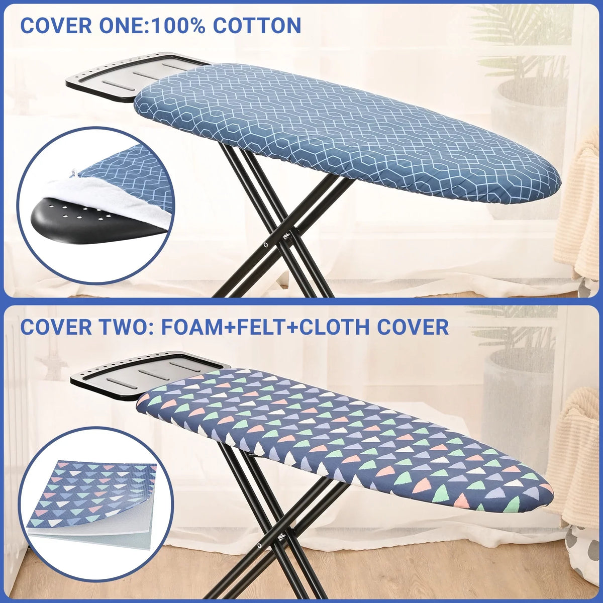 Adjustable Board,Iron Height,36"x13" Levels Iron with Stand Kingrack 7 Rest, Ironing
