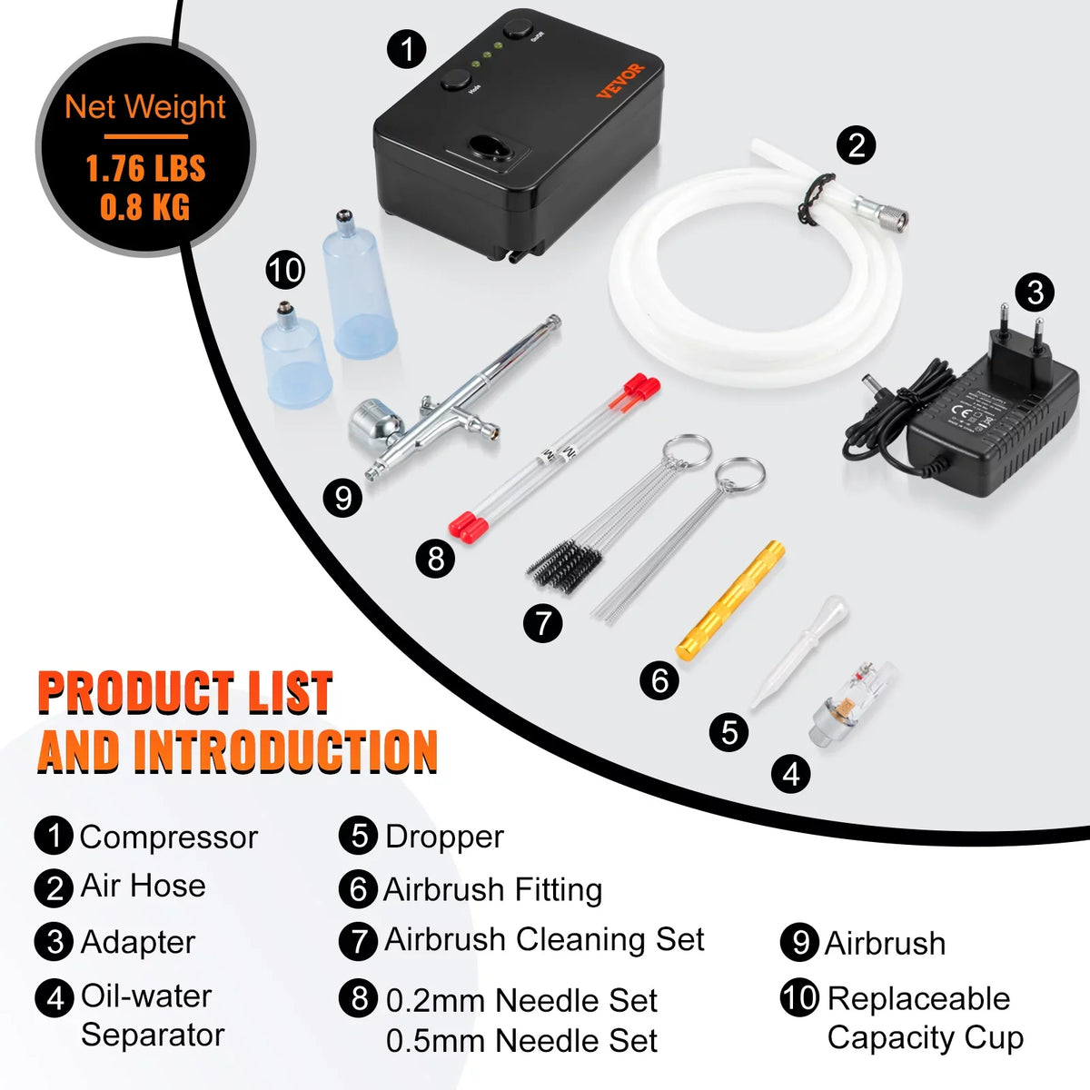 Makeup Dual-action w/ with Tattoo Feed Airbrushing Airbrush VEVOR Airbrushes, Airbrush System Kit Art Set Cookie Compressor, Portable Multi-purpose Kit, Gravity Nail