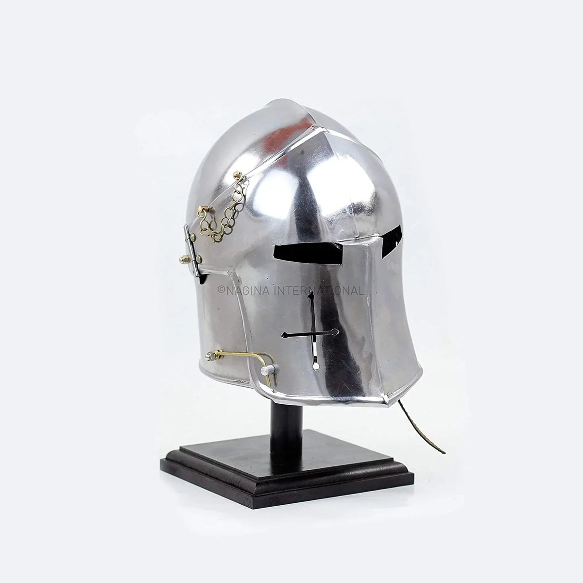 Props Larpers Crusader's Steel Templar Base & Black Helm Helmet Costumes International For Medieval Nagina Wooden On Barbuta | Brushed Knights Armory Visored