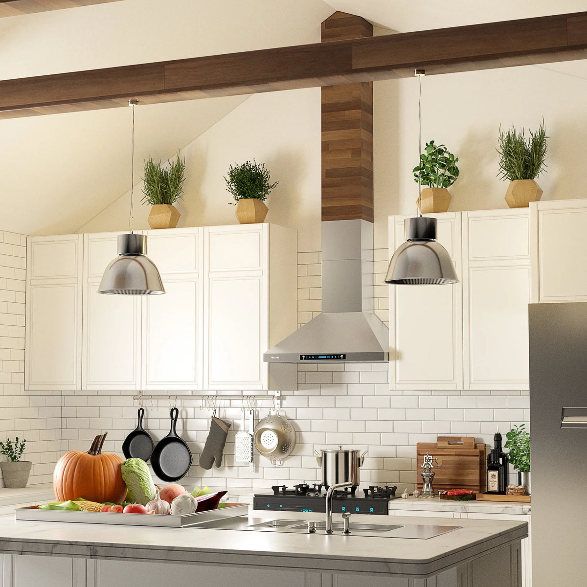 with HisoHu Stainless Vent CFM Kitchen Mount 4 Convertible Range Speed LED Hood Hood Inch Hoods Gesture Duct, Steel lights(A02-36") Ducted/Ductless 780 Dimmable Hood, Sensing Exhaust 36 with Wall