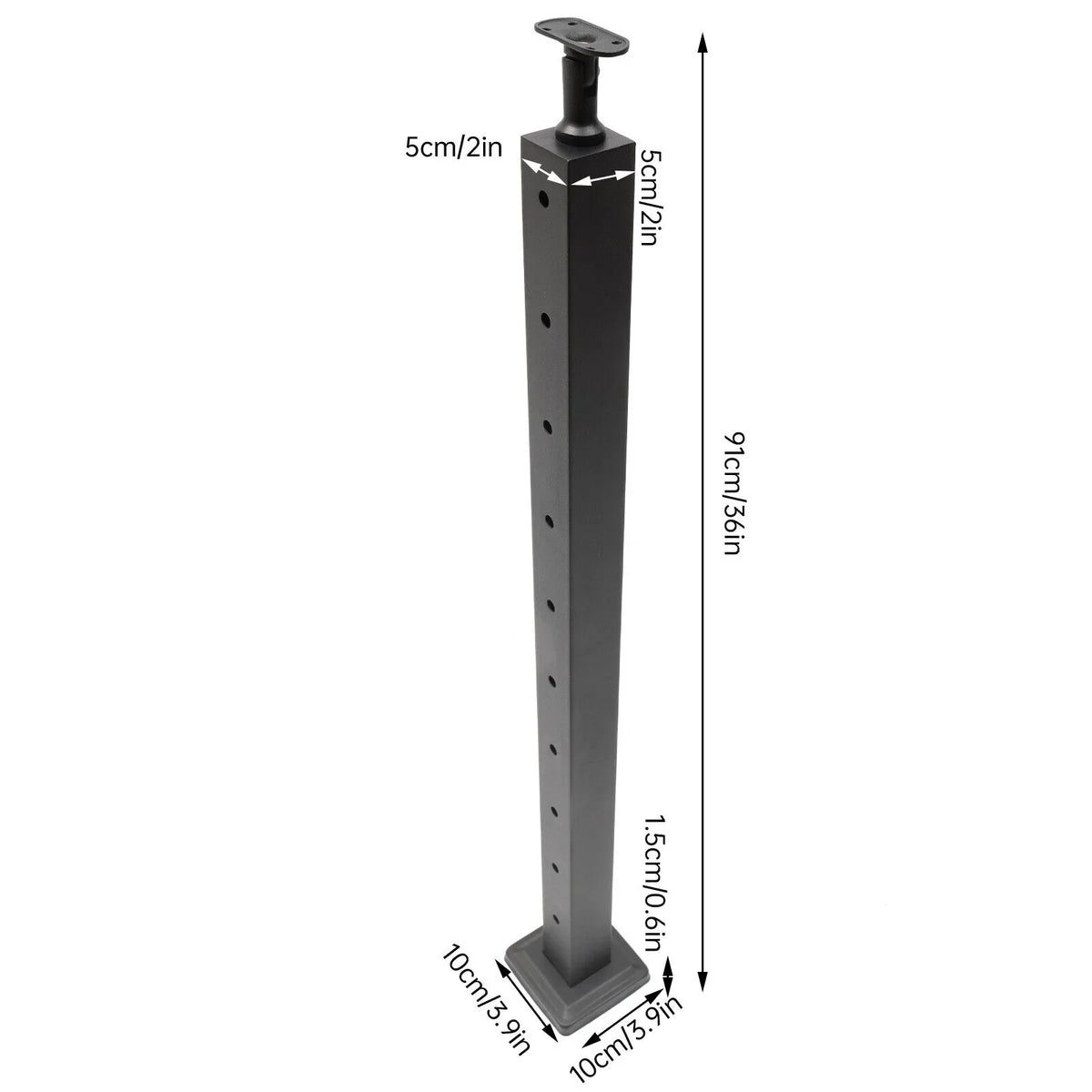 Two Concrete Post Railing Level System Sides Steel Cable Wood Deck Level Railing Pre-Drilled Post Square 36''x2''x2'' Stainless Cable Fence for