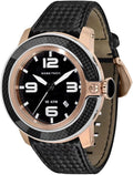 Quartz Black 50mm Analog Men's GR33010 Satin Watch Swiss Tech Rose Sobe Band Case Gold Plated