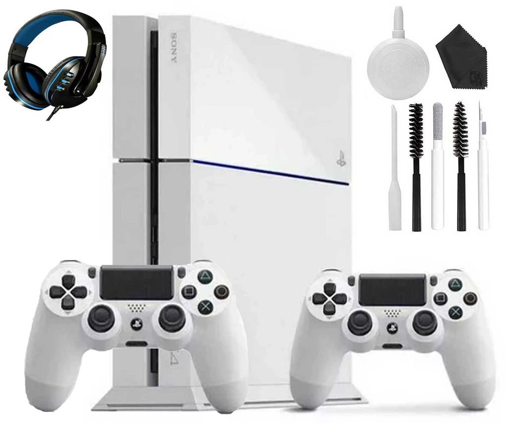 Kit Sony Controller 500GB Headset 4 White, New Like PlayStation Console With Cleaning 2 Gaming