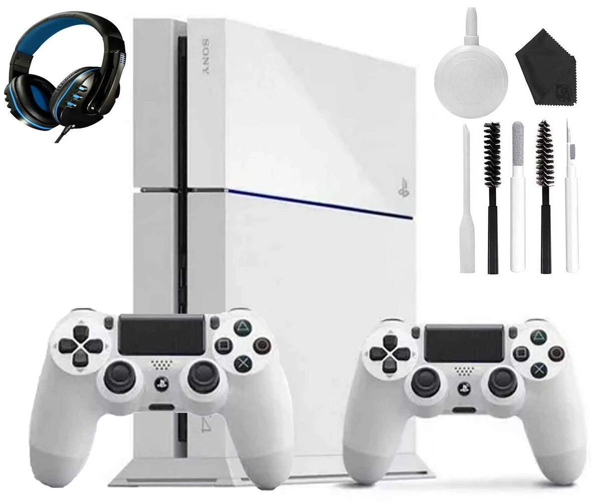 Kit Sony Controller 500GB Headset 4 White, New Like PlayStation Console With Cleaning 2 Gaming