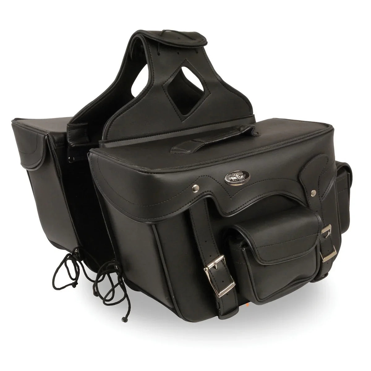 PVC Throw Studded Over Double Pocket Saddlebags Zip-Off Leather SH66602 Motorcycle Milwaukee