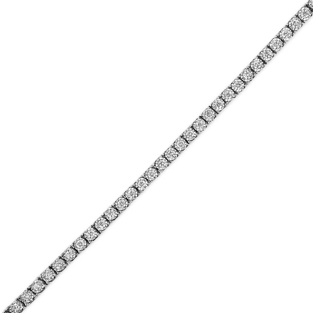 Set Clarity) VS2-SI1 Diamond Miracle (F-G White Cttw Size Bracelet Round-Cut 1.0 14K Lab Color, Gold Tennis Illusion 7" Grown