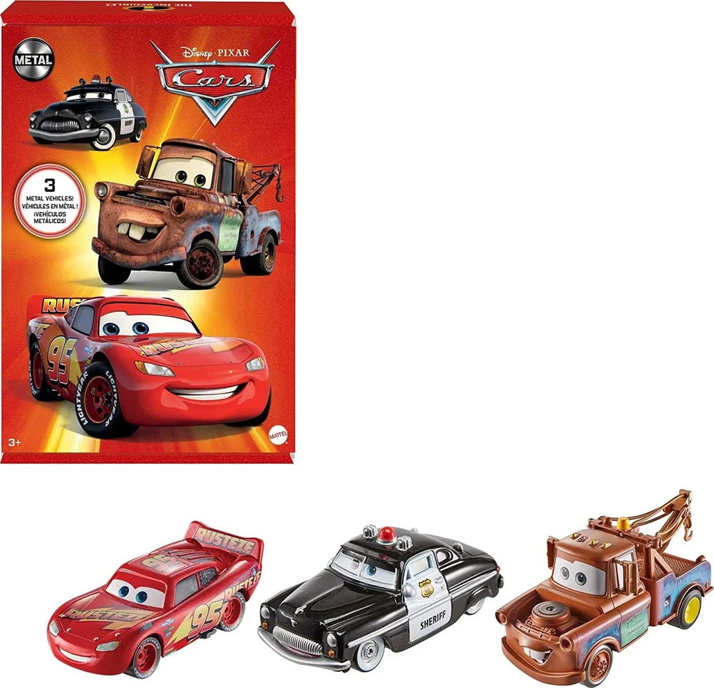 & 3 McQueen Diecast Mater / Pixar Sheriff, Cars Lightning Disney 3-Pack Cars