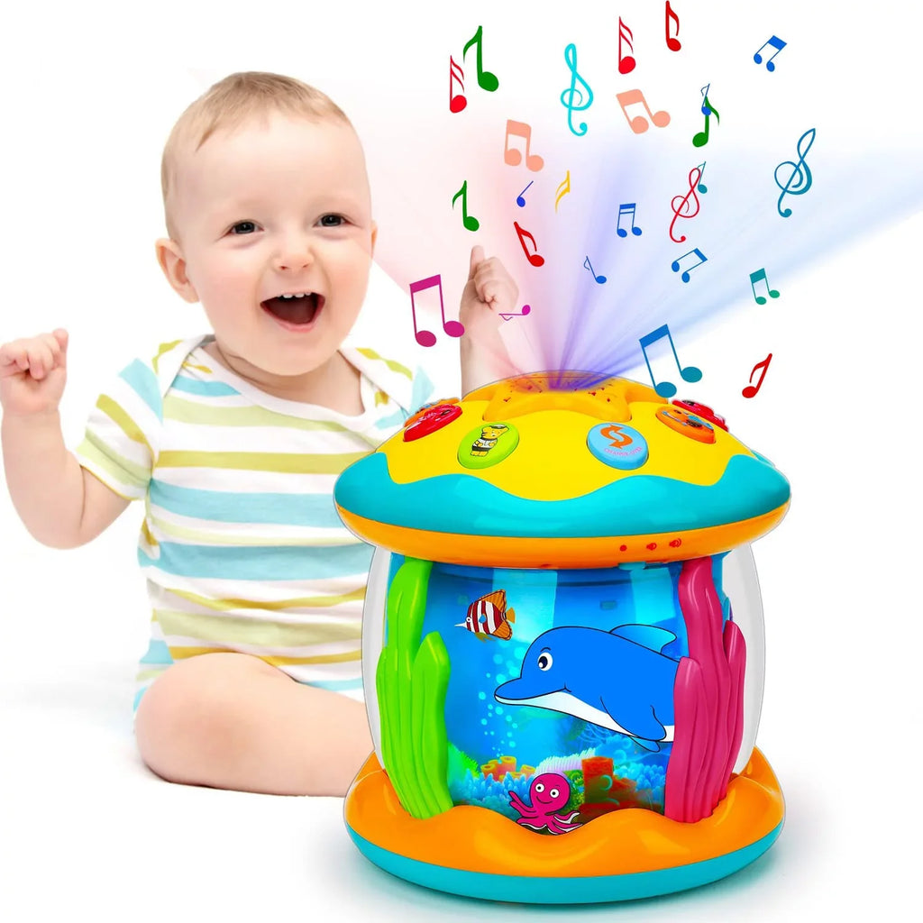 Musical Time to 4 Learning Baby Light Tummy in Toys 12 ISHANTECH Months Toys 6 Ocean Rotating Crawling Projector 1 Up