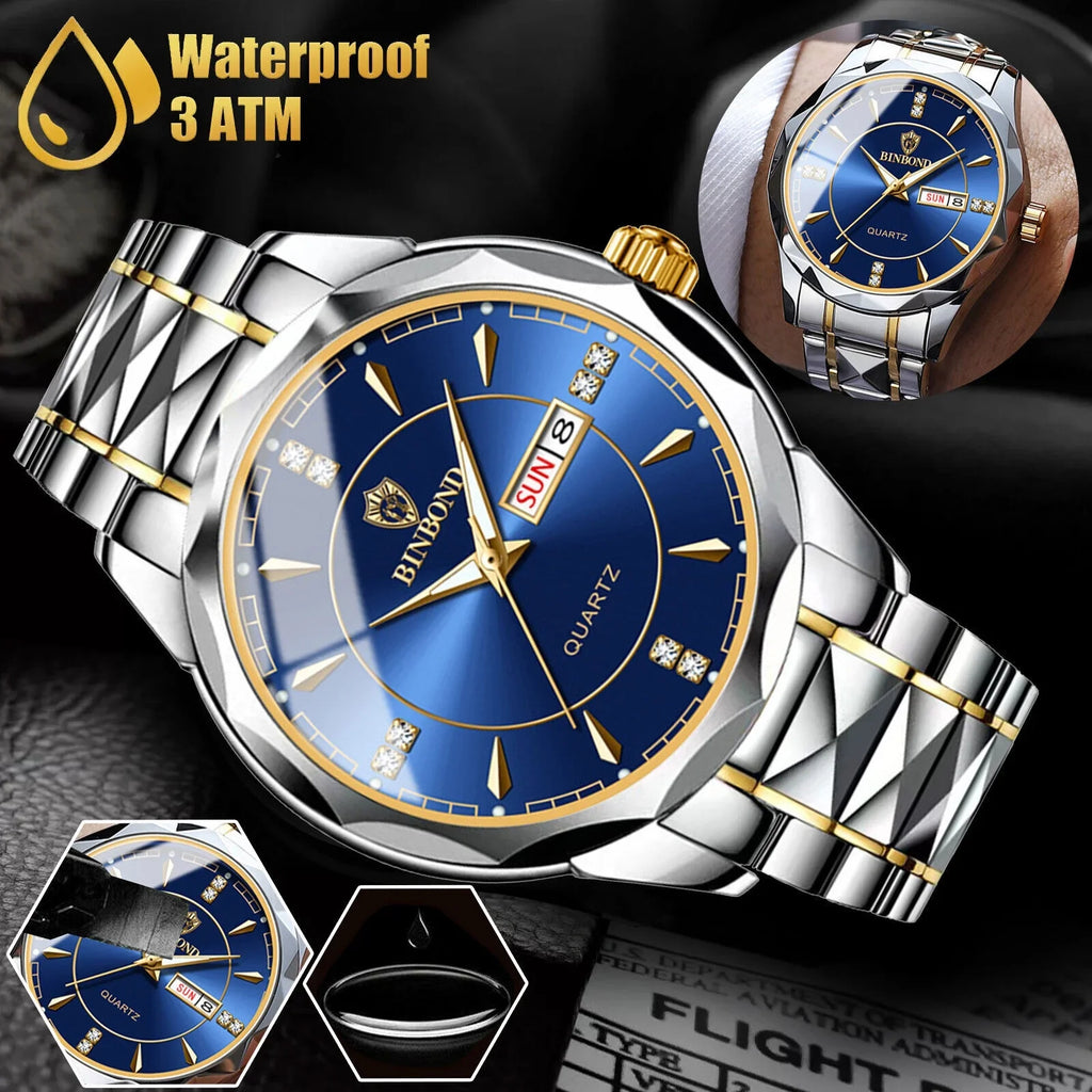 Luminous Waterproof Stainless Quartz Classic Steel Men's Watch Luxury Business