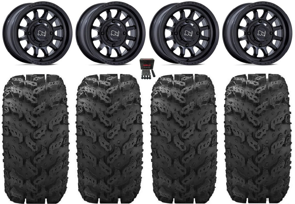 1000 YXZ1000R Wheels Rhino CFMoto 950 Tires ZForce Viking Rapid Wolverine 14" Bk Yamaha UForce 28" Black Reptile