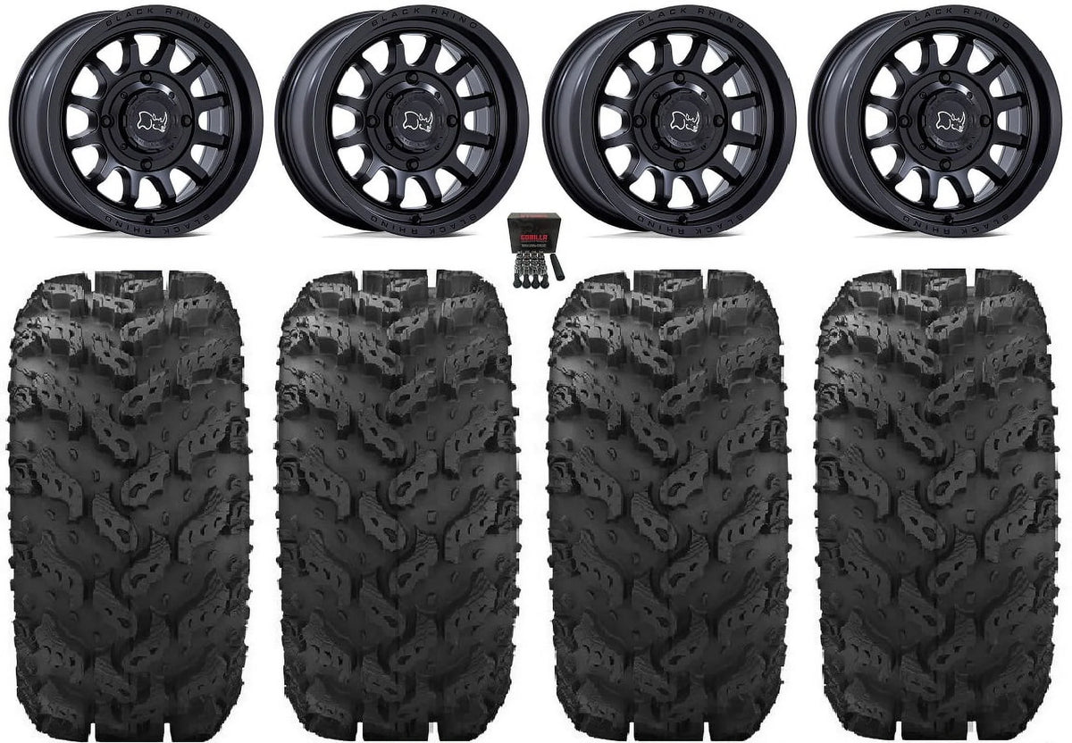 1000 YXZ1000R Wheels Rhino CFMoto 950 Tires ZForce Viking Rapid Wolverine 14" Bk Yamaha UForce 28" Black Reptile