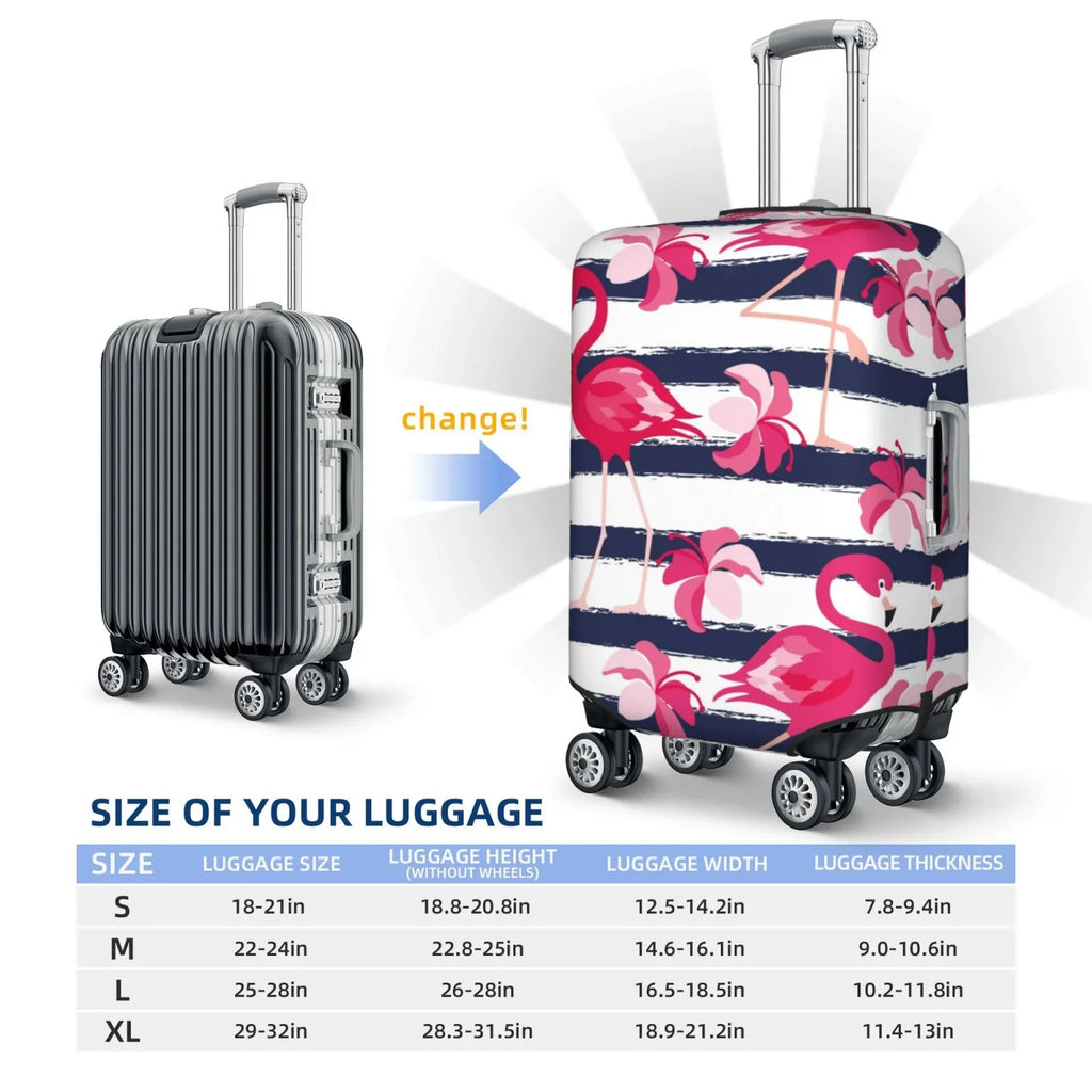 Ocsxa Dust-Proof Pink Suitcase Stripes Luggage Travel Cover For 18-32inch And Dark Blue Protector Flamingos Cover Print