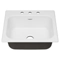 25 Quince Iron 3-Hole Kitchen Brilliant in White Sink Single Bowl Cast Standard in. American Drop-in