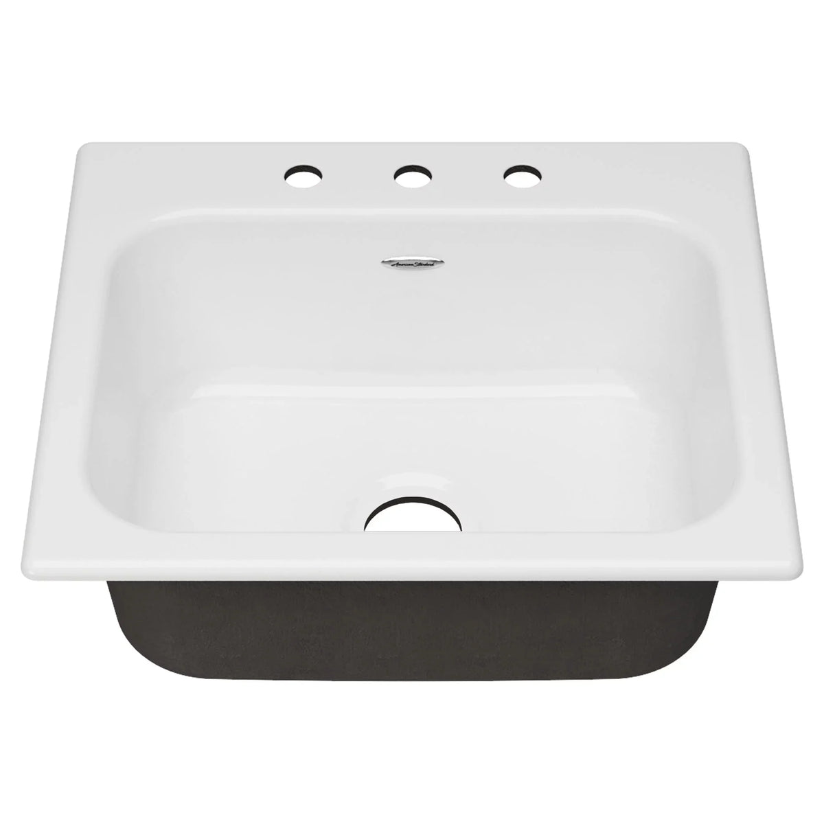 25 Quince Iron 3-Hole Kitchen Brilliant in White Sink Single Bowl Cast Standard in. American Drop-in
