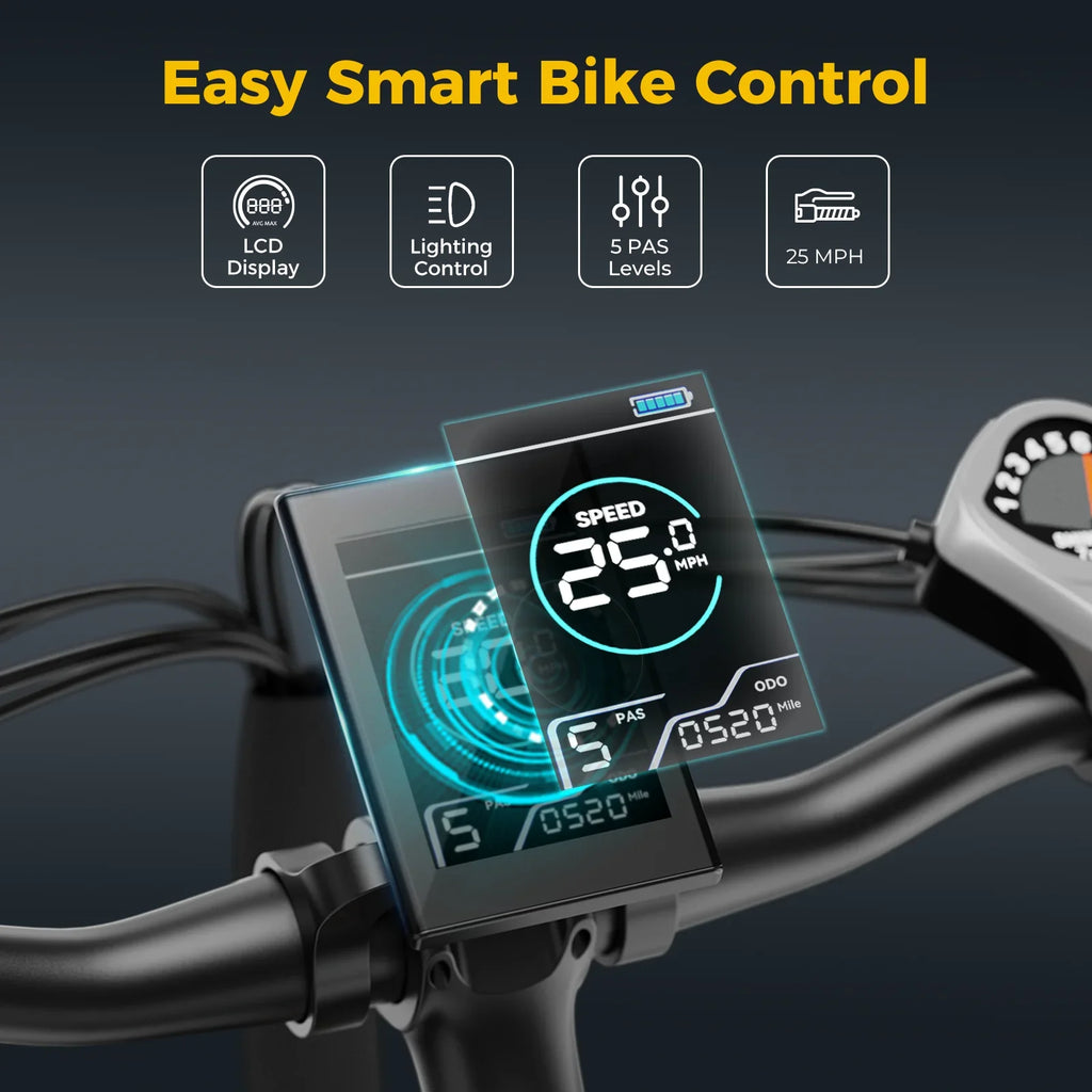 Electric Yoloway Adults, Mountain Brushless Bike Front Ebike Removable Suspension, 7-Speed 27.5" for EB5 480Wh Battery, 500W Electric Motor PLUS with Bike with Fork