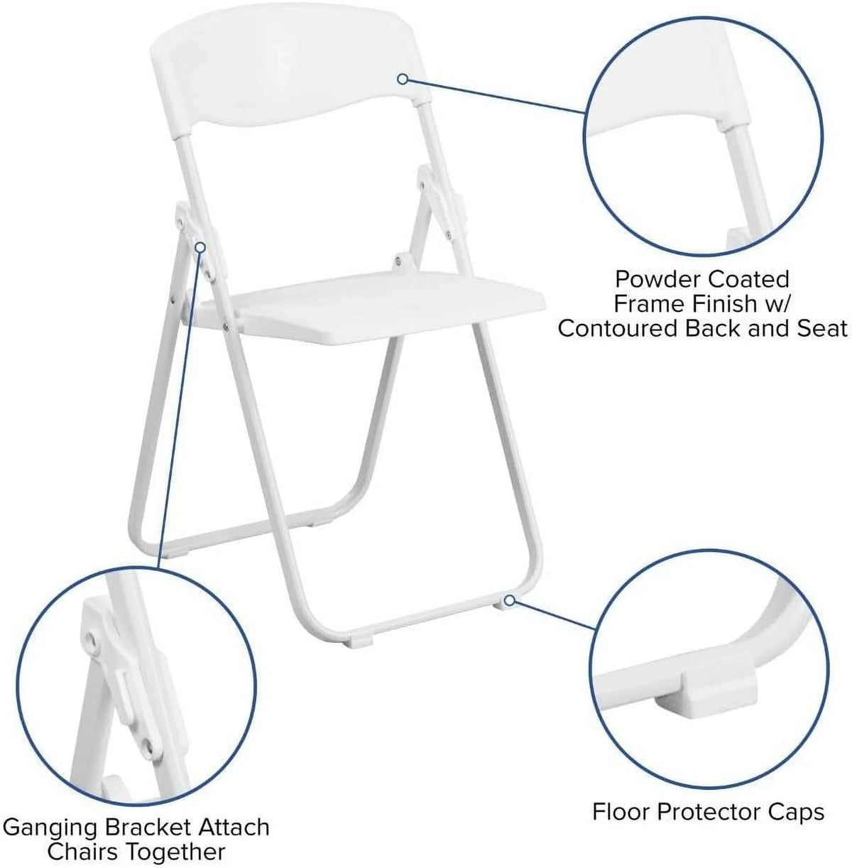 Ganging Heavy Brackets Built-In HERCULES 500 Chair White With Series Duty 2 Pack Folding Capacity Lb. Plastic