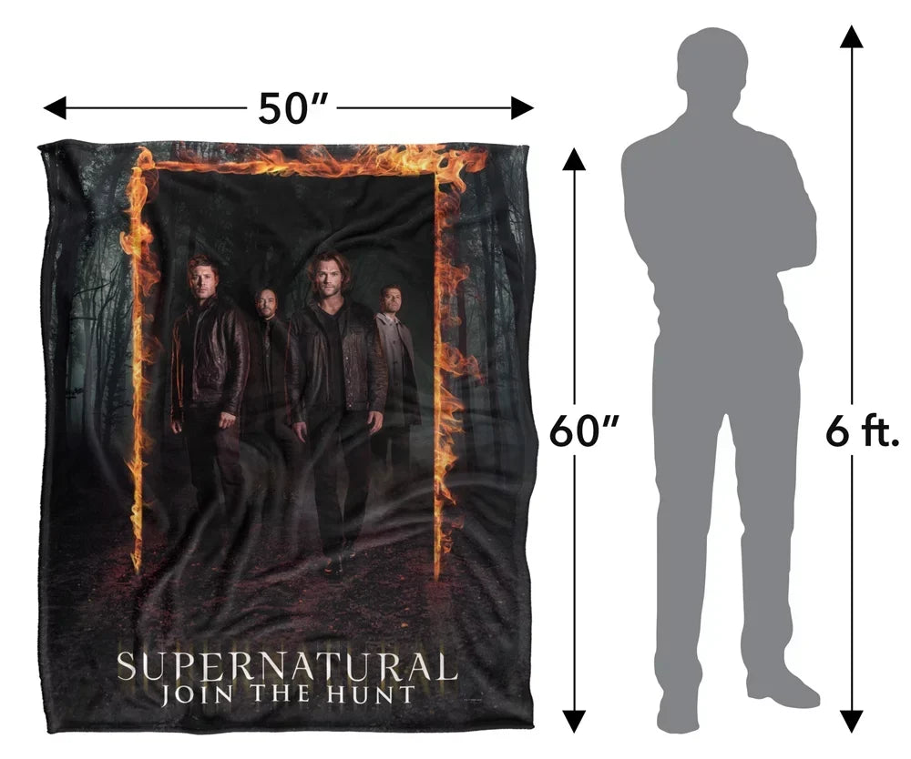 Blanket Touch Fire Blanket, Silky Super LOGOVISION Supernatural Sherpa Soft Frame Throw Back 50*60inch,