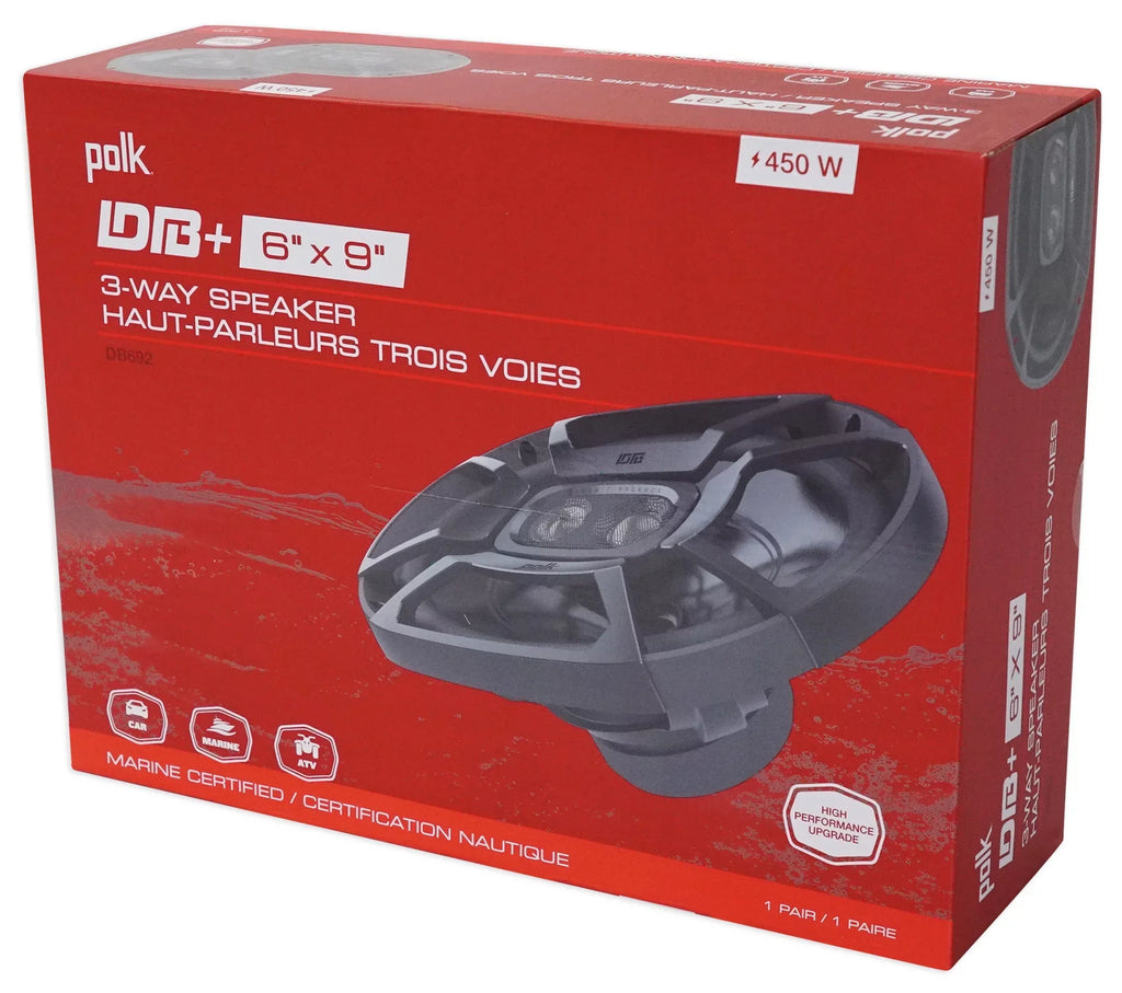 Marine/ATV/Motorcycle/Boat 2) Car 450w Speakers+Headphones Audio Polk DB692 6X9"