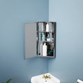 w/Mirror Cabinet Opens Corner Stainless Medicine Wall Steel Left Mount to Cabinet Shelf Renovator's Triple Supply Bathroom w/Screws