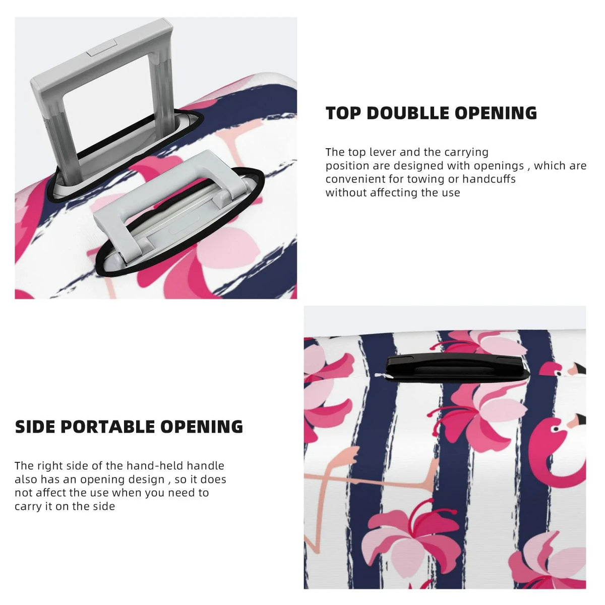 Ocsxa Dust-Proof Pink Suitcase Stripes Luggage Travel Cover For 18-32inch And Dark Blue Protector Flamingos Cover Print