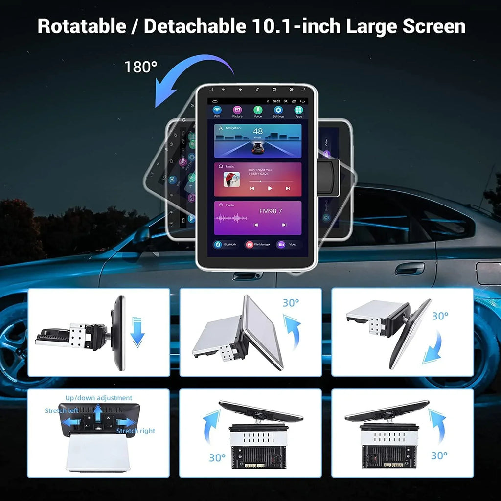 Stereo Android 180°Rotatable Podofo Wireless WIFI Android Camera FM HD AHD Vertical 1080P Bluetooth, GPS New 13 10.1'' Radio Carplay 1+16G Auto Din 1 Screen Car Single