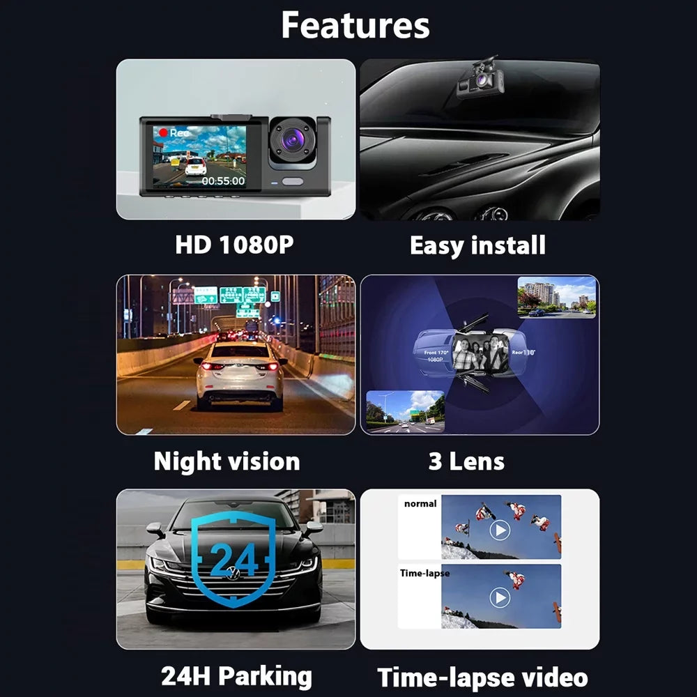 Cam WIFI Recorder Apexeon Dash with Recorder Safety Wide Car for Angle Camera Auto Interconnection, Driving