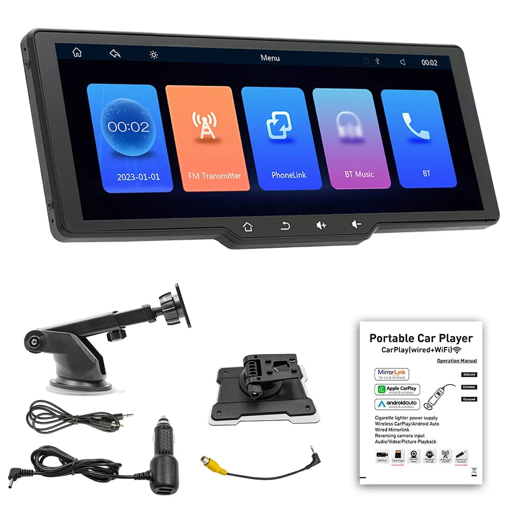 Car Camcorder, Recorder, Car Multilanguage Wireless Portable Support Player with CarPlay Camera Andoer Auto Car Video