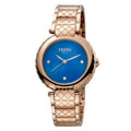 Quartz Watch Womens Rose Dial Bracelet Blue Made Gold Swiss with