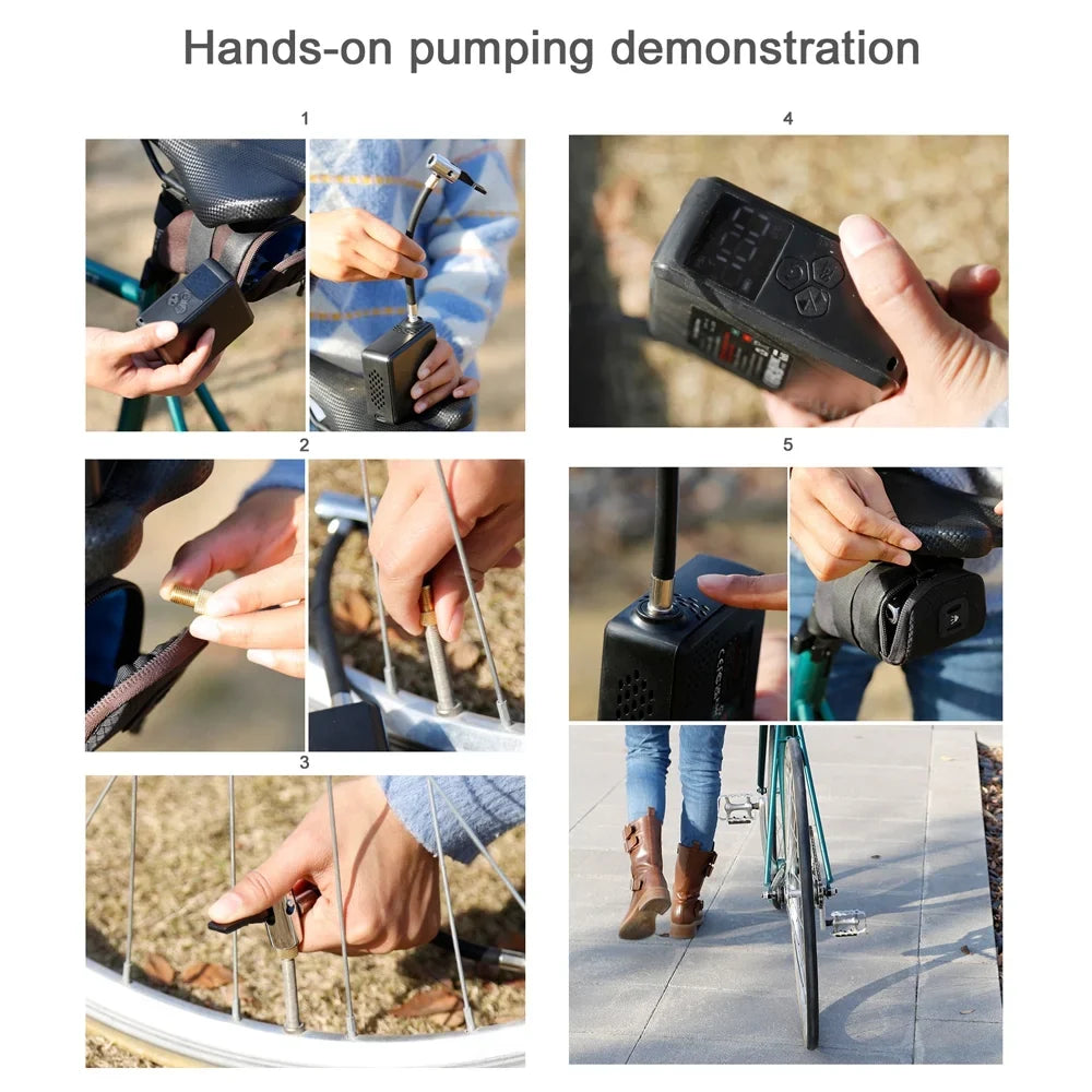 Tire Electric Tomshine Pump Bicycles with Pressure and Detecting Bicycles Tire High Inflator for Electric Pressure