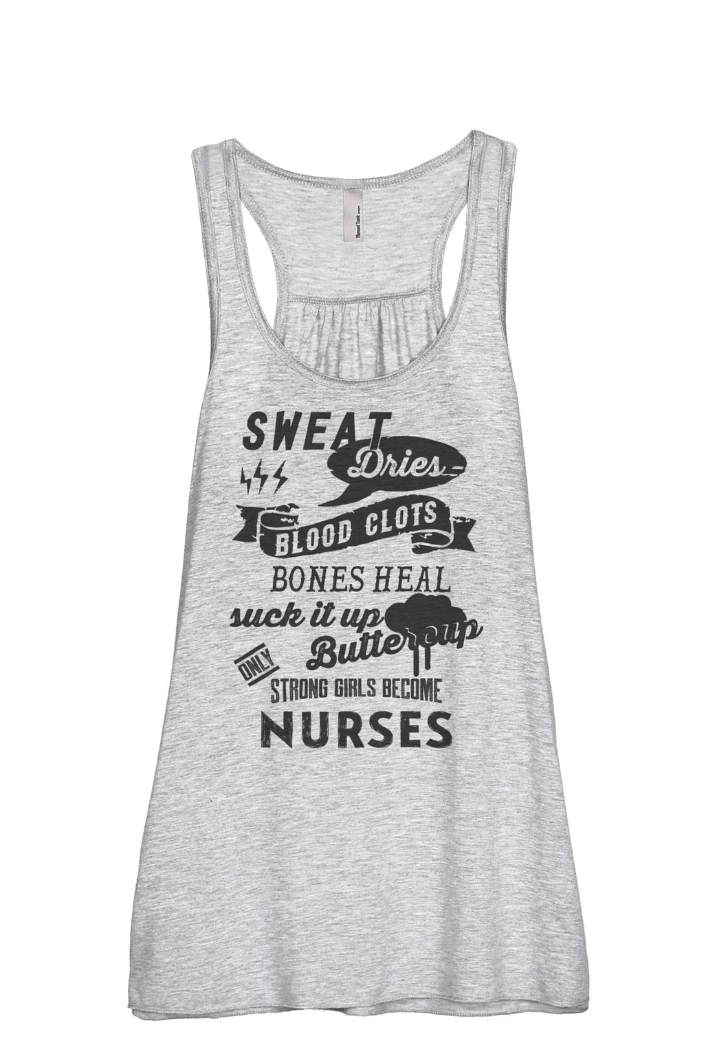 Large Tank Girls Tank Women's Grey Nurses Strong Racerback Thread Sport Flowy Sleeveless Top