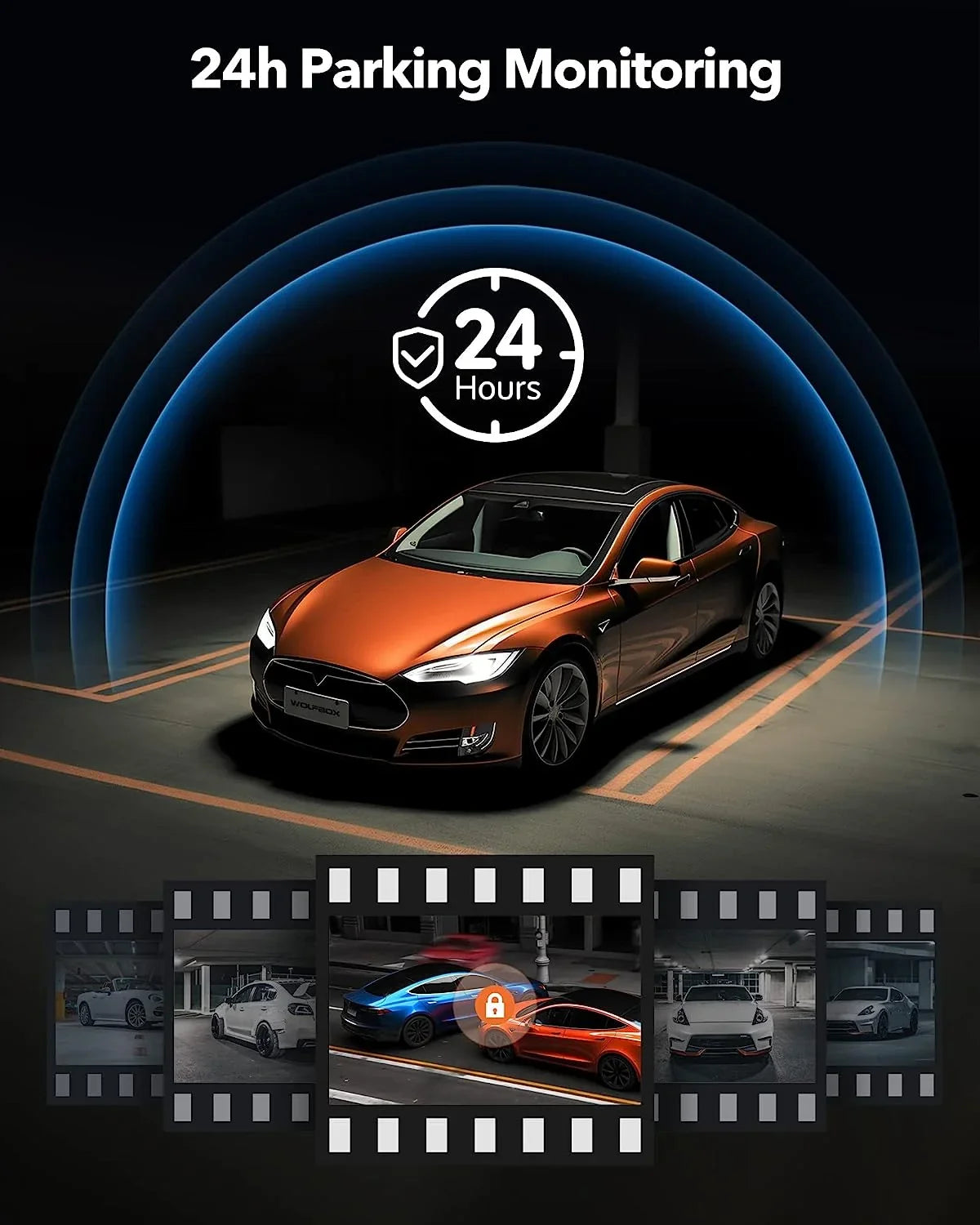 Mirror Dash & and Port GPS, Cameras 12'' Vision, 4K 1080P Vehicle, USB Front Super Rear with Rear WOLFBOX 64GB Cam, Dash Car Card C Night Free View
