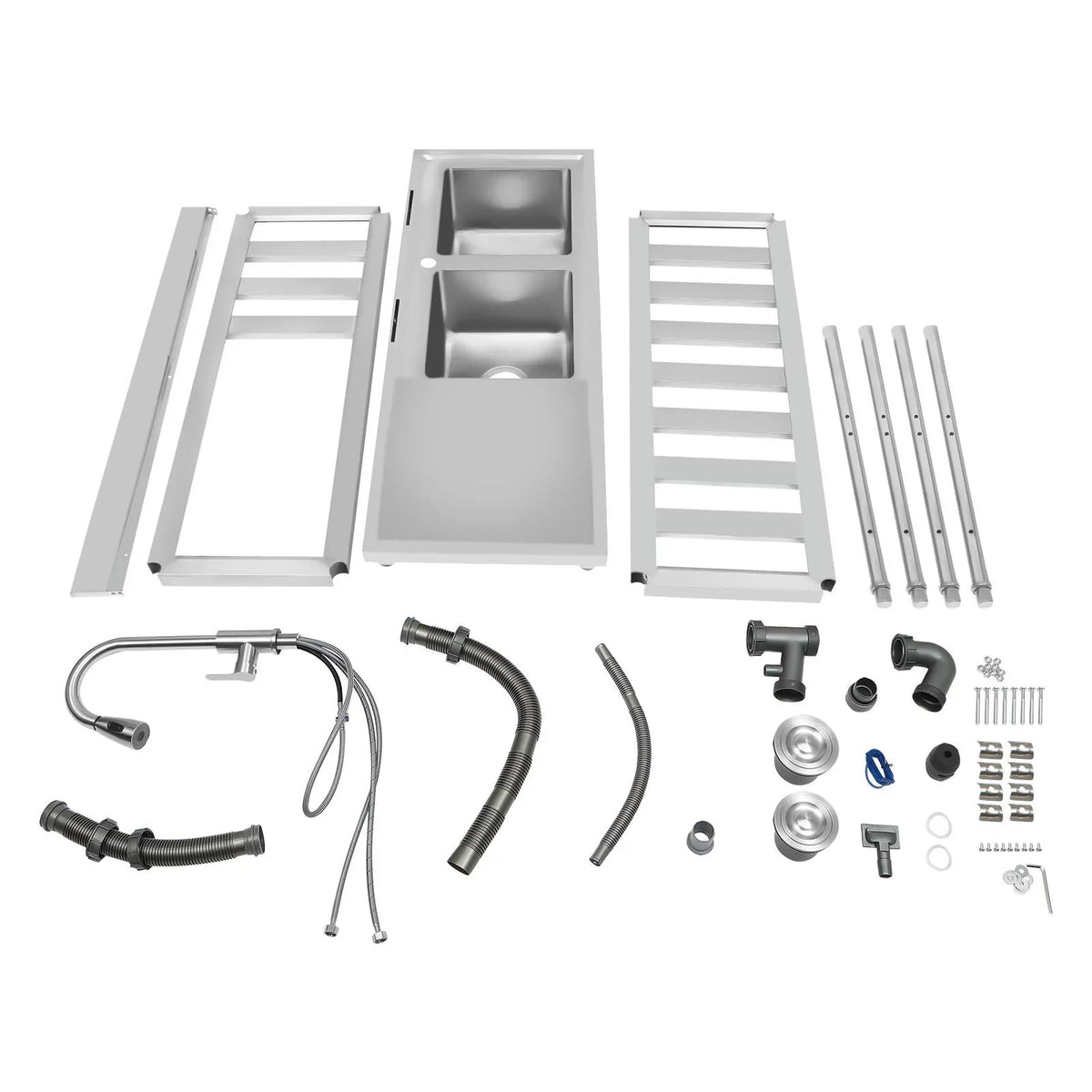 Stainless Sink Utility Kitchen with Steel and Cold Double Sink, Bowl Faucet Hot Wuzstar High Commercial