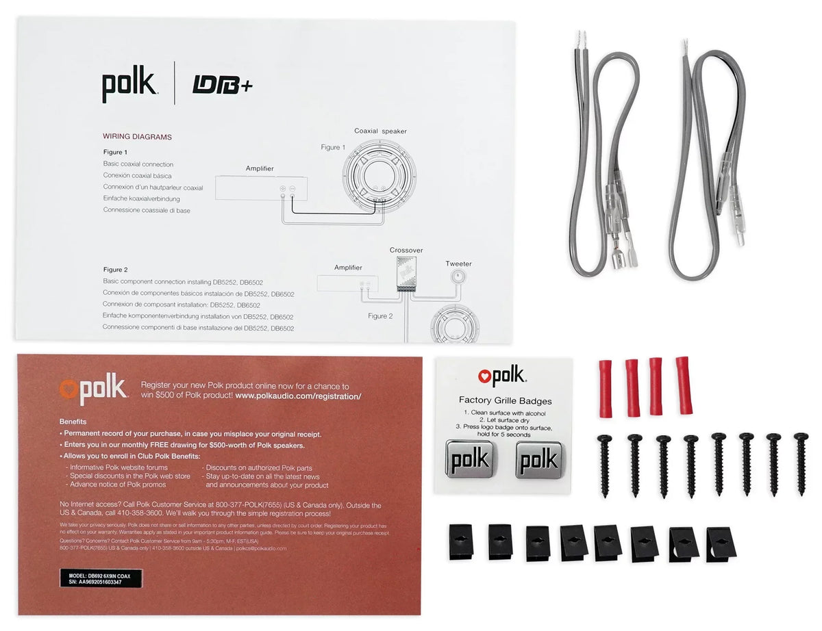 Marine/ATV/Motorcycle/Boat 2) Car 450w Speakers+Headphones Audio Polk DB692 6X9"