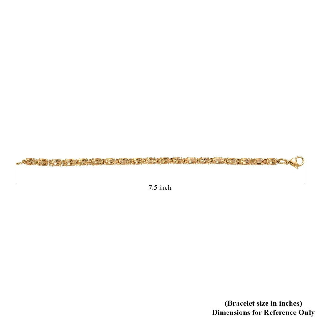 Ct Citrine Gifts Size for Bracelet Plated LC Yellow 7.25" Gold Stainless Oval Women Steel Shop Ion 7.38 Birthday Jewelry