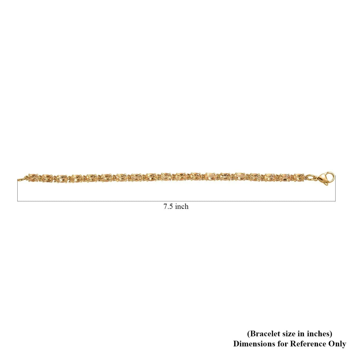 Ct Citrine Gifts Size for Bracelet Plated LC Yellow 7.25" Gold Stainless Oval Women Steel Shop Ion 7.38 Birthday Jewelry