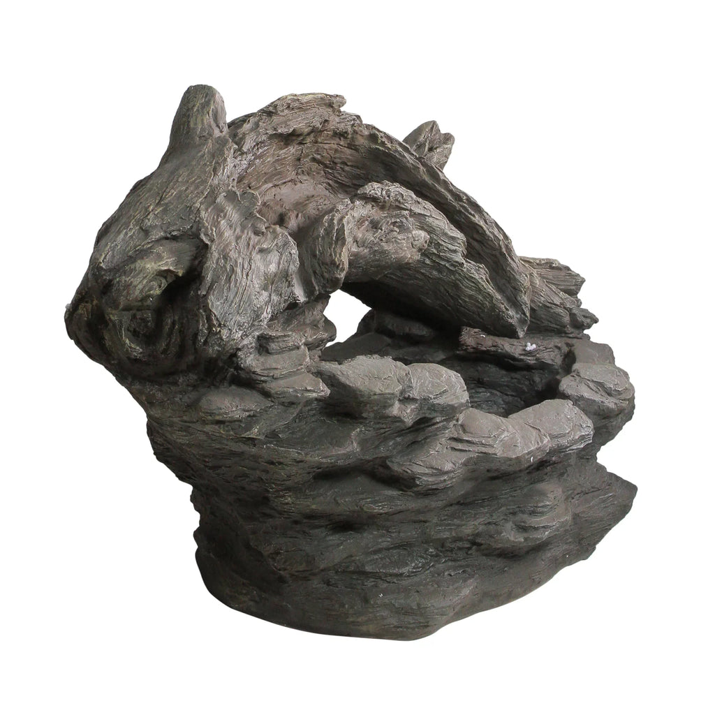 27" Garden Fountain Water and Rock Outdoor Faux Wood Northlight