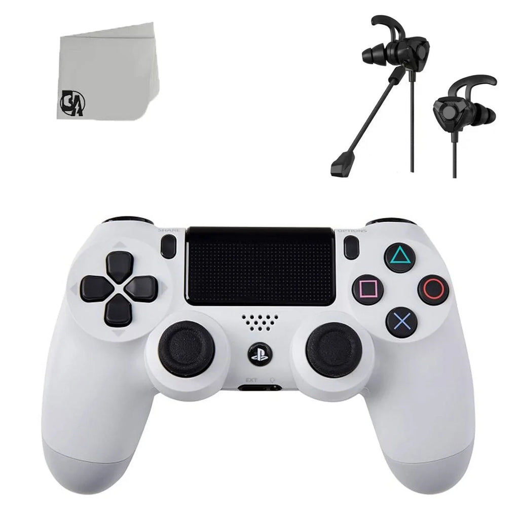 DualShock - 4 Blue Earbuds Wireless With with White New Like PlayStation BOLT AXTION Bundle Controller -