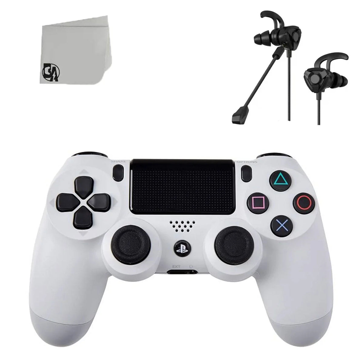 DualShock - 4 Blue Earbuds Wireless With with White New Like PlayStation BOLT AXTION Bundle Controller -