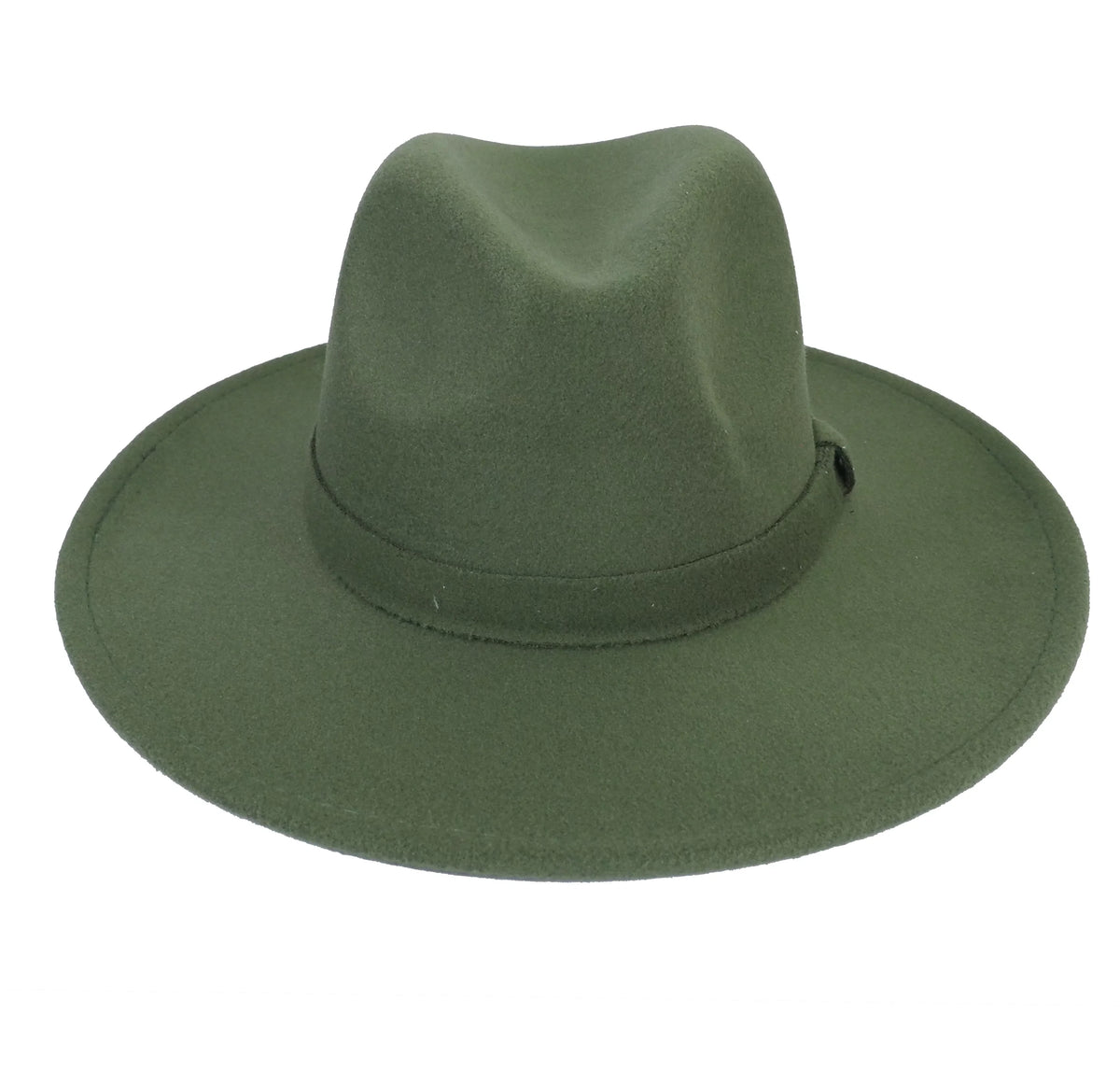Blend Green Felt Panama Brim Hat Fedora Upturn Cotton Army Wide