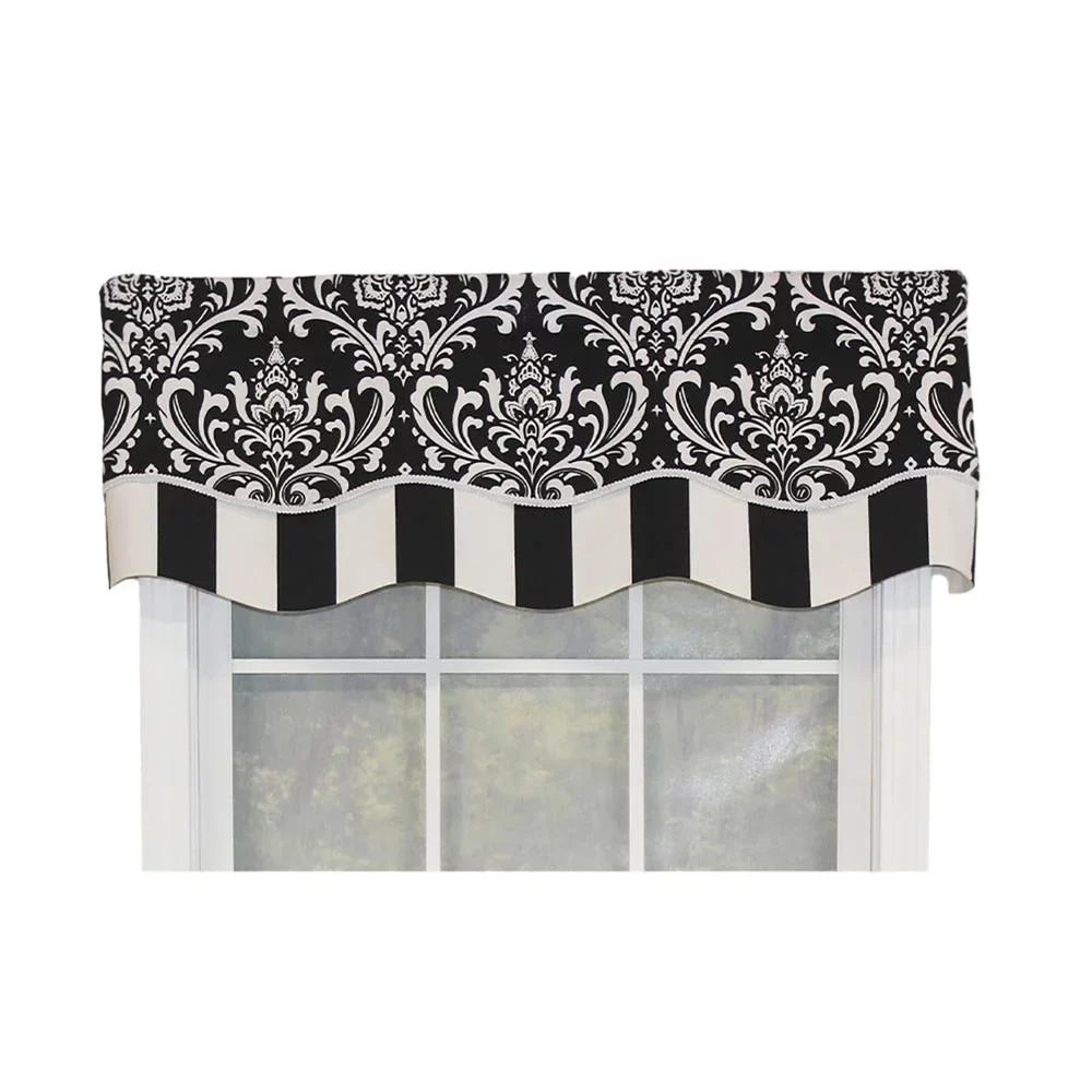 RLF X Black. Glory 16"L Valance Trimmed. Home Layered, Pocket, 3" Rod Ozbourne 50"W