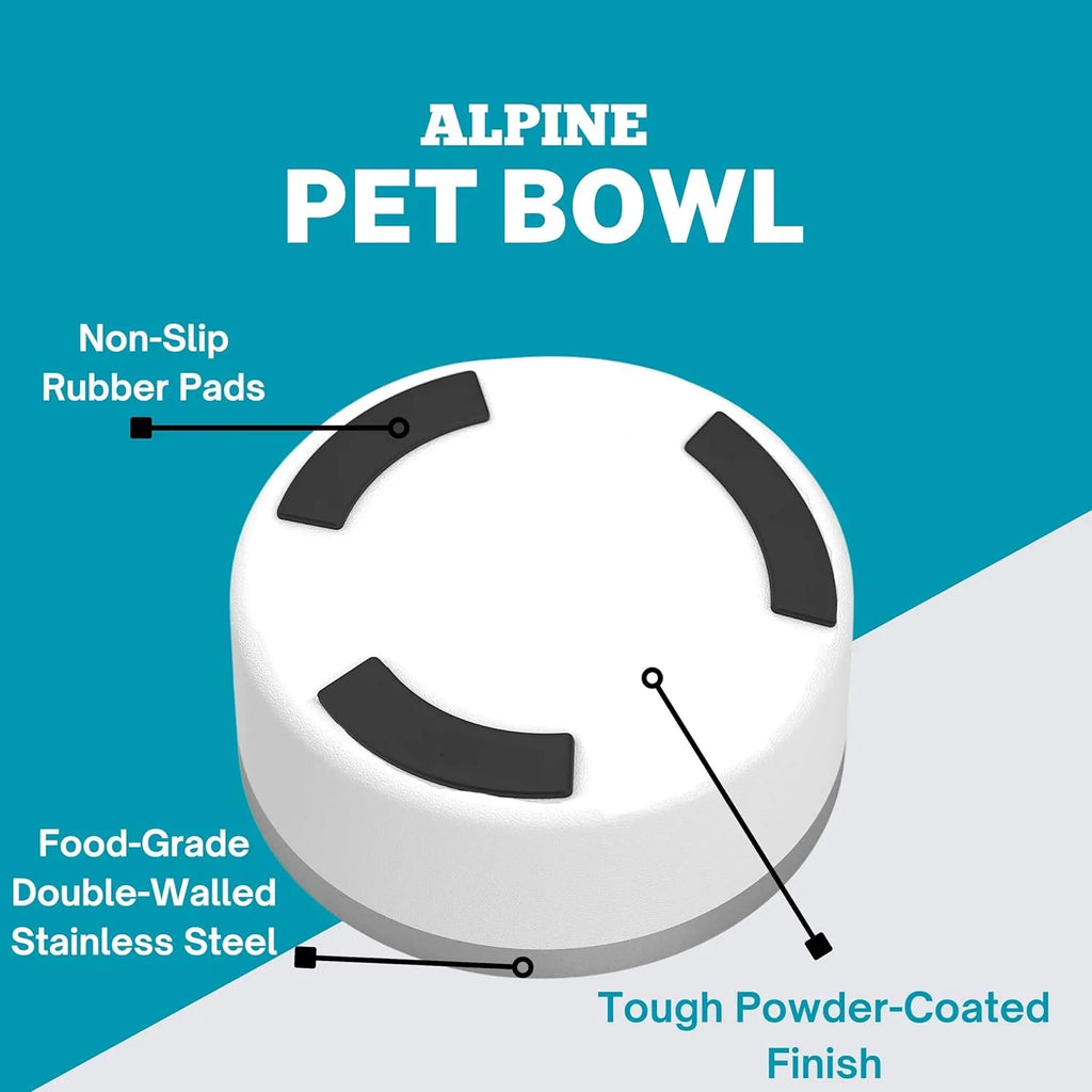 ALPINE Dishwasher Bowls, for Food Double of Steel 2 (32 Walled Set Non Bowl Insulated, Slip, Water, Pet and Pink) Stainless oz, Rustproof, Dog Safe Metal