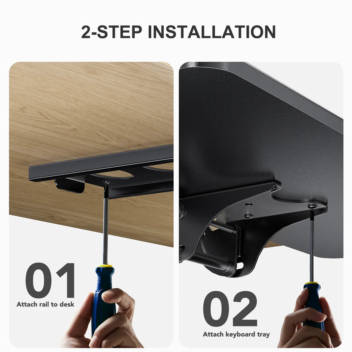 Adjustable, Black & Sliding Tray,25" Keyboard x 9.8" Mouse