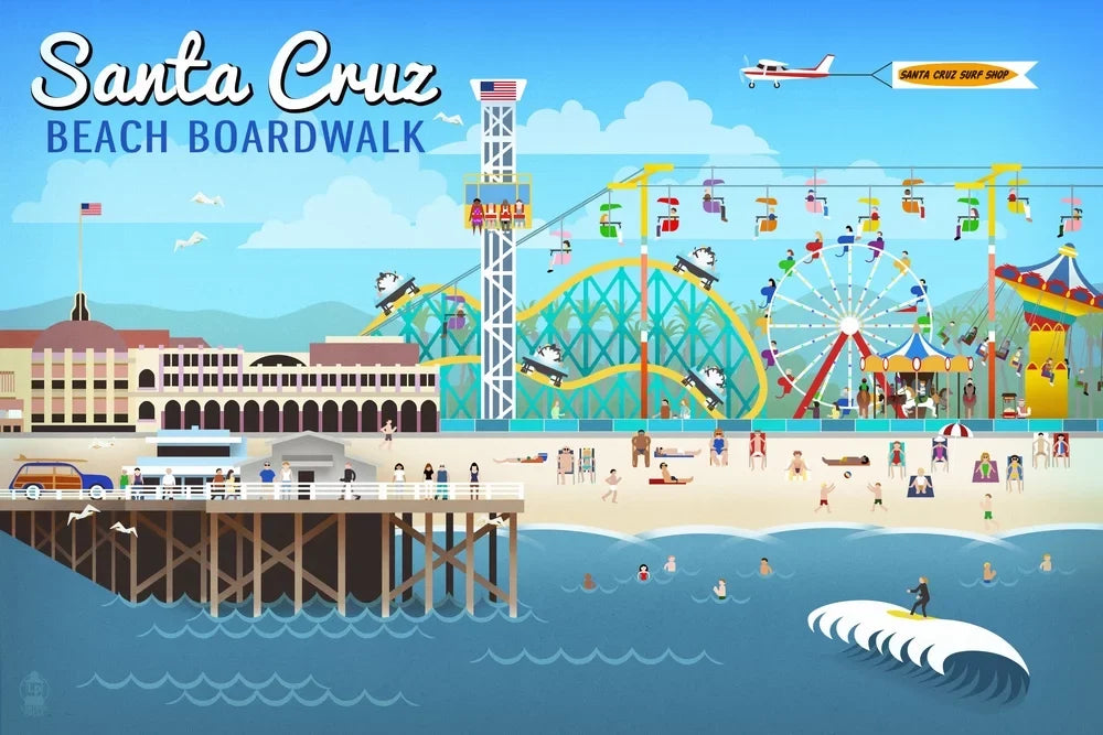 Adults Family, Scene USA) Piece in inches, Premium Cruz, California, Made and Retro Santa (19x27 500 for Puzzle Jigsaw